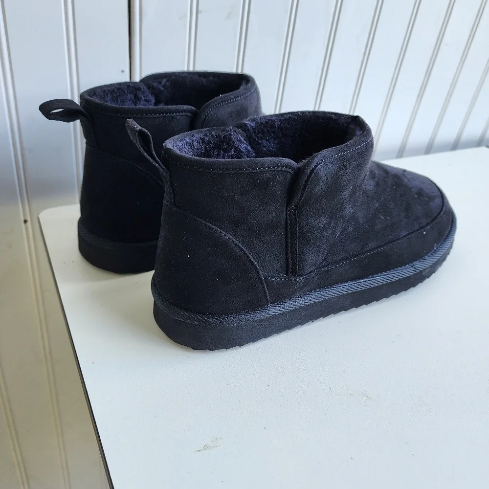 Old Navy Cozy Lined Faux Fur Winter Boots Ankle Booties Black Womens Size 7